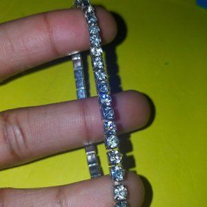 Single piece faux diamond tennis bracelet